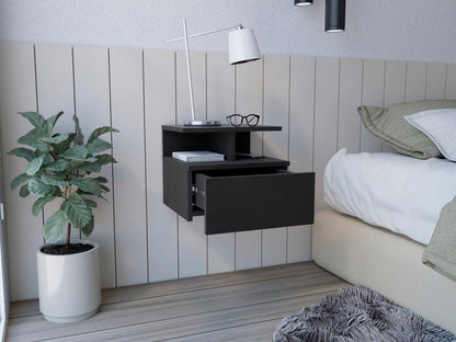 Velador Flotante Un Cajón, FM Furniture 007N, Negro