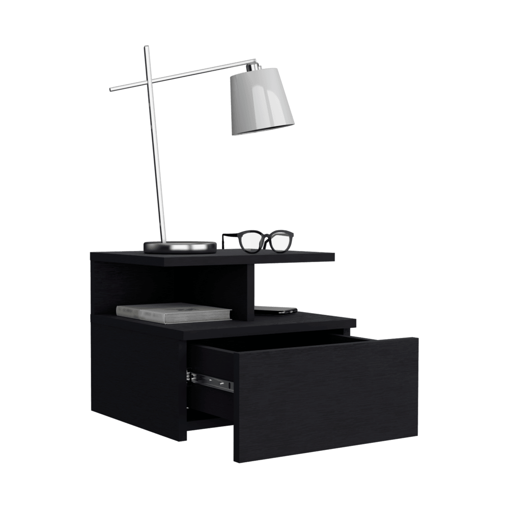 Velador Flotante Un Cajón, FM Furniture 007N, Negro