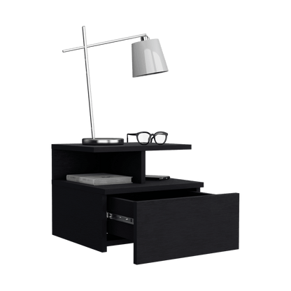Velador Flotante Un Cajón, FM Furniture 007N, Negro