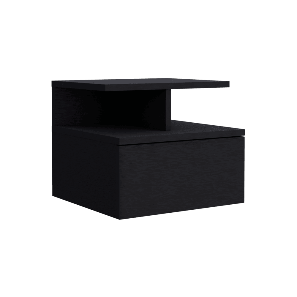 Velador Flotante Un Cajón, FM Furniture 007N, Negro