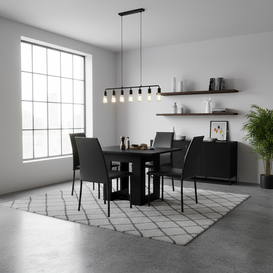 Mesa de Comedor Volterra, Wengue y Negro, con amplia superficie 120
