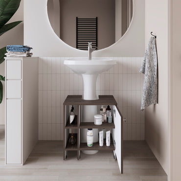 Mueble Basic Para Baño Una Puerta, Color Milan Y Blanco