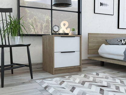 Velador Kaia, Miel y Blanco, con Dos Cajones Organizadores