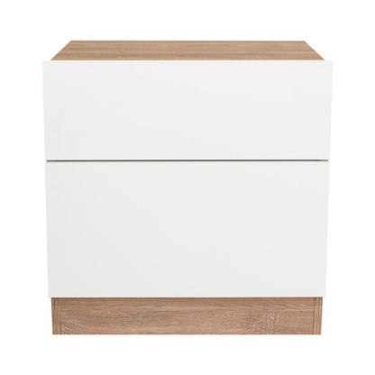 Mesa de Noche Nebrask, Miel y Blanco, con Un Cajón Organizador