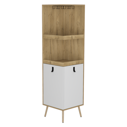 Bar Esquinero Seis Botelleros Y Dos Puertas Fm 012C Café Claro Y Blanco