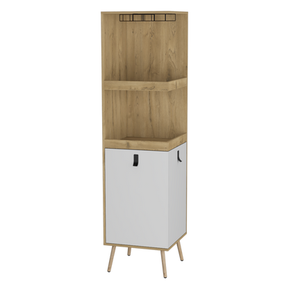 Bar Esquinero Seis Botelleros Y Dos Puertas Fm 012C Café Claro Y Blanco