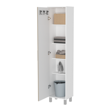 Mueble De Aseo Laska, Con Una  Puerta,  Blanco Y Rovere