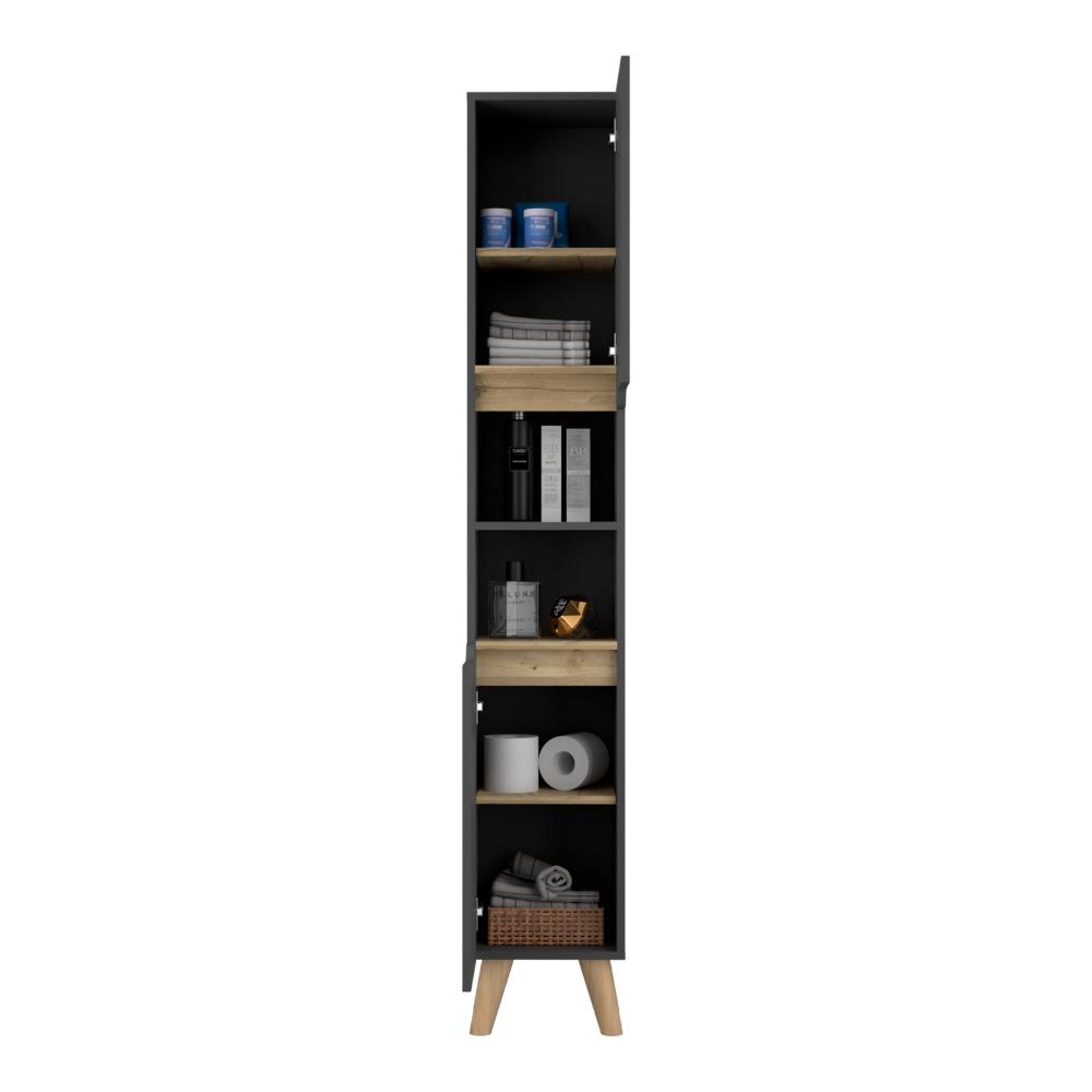Mueble  Auxiliar para Baño Apolis, Plata Oscuro y Café claro, con un diseño minimalista y es de facil instalación