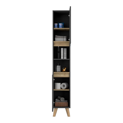 Mueble  Auxiliar para Baño Apolis, Plata Oscuro y Café claro, con un diseño minimalista y es de facil instalación