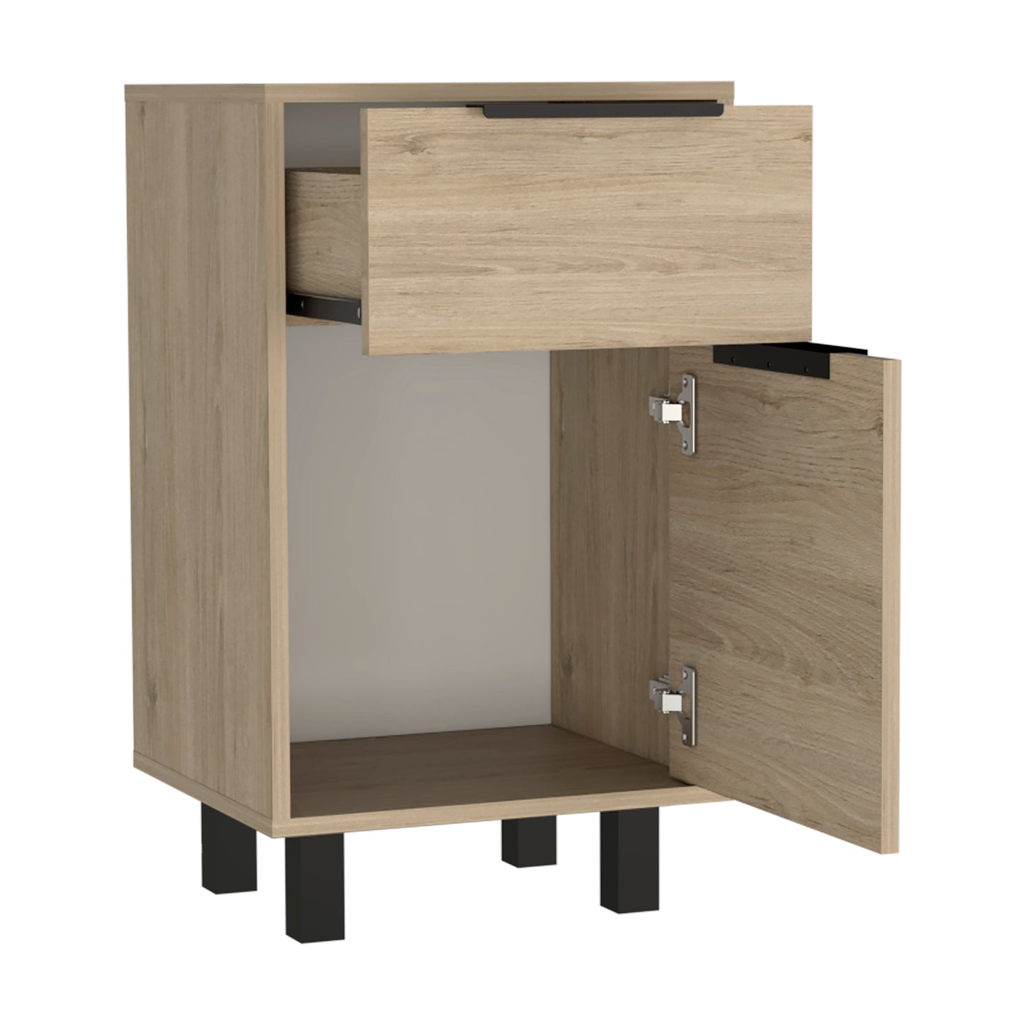 Velador Con Un Cajon y Una Puerta, FM Furniture, Café Claro