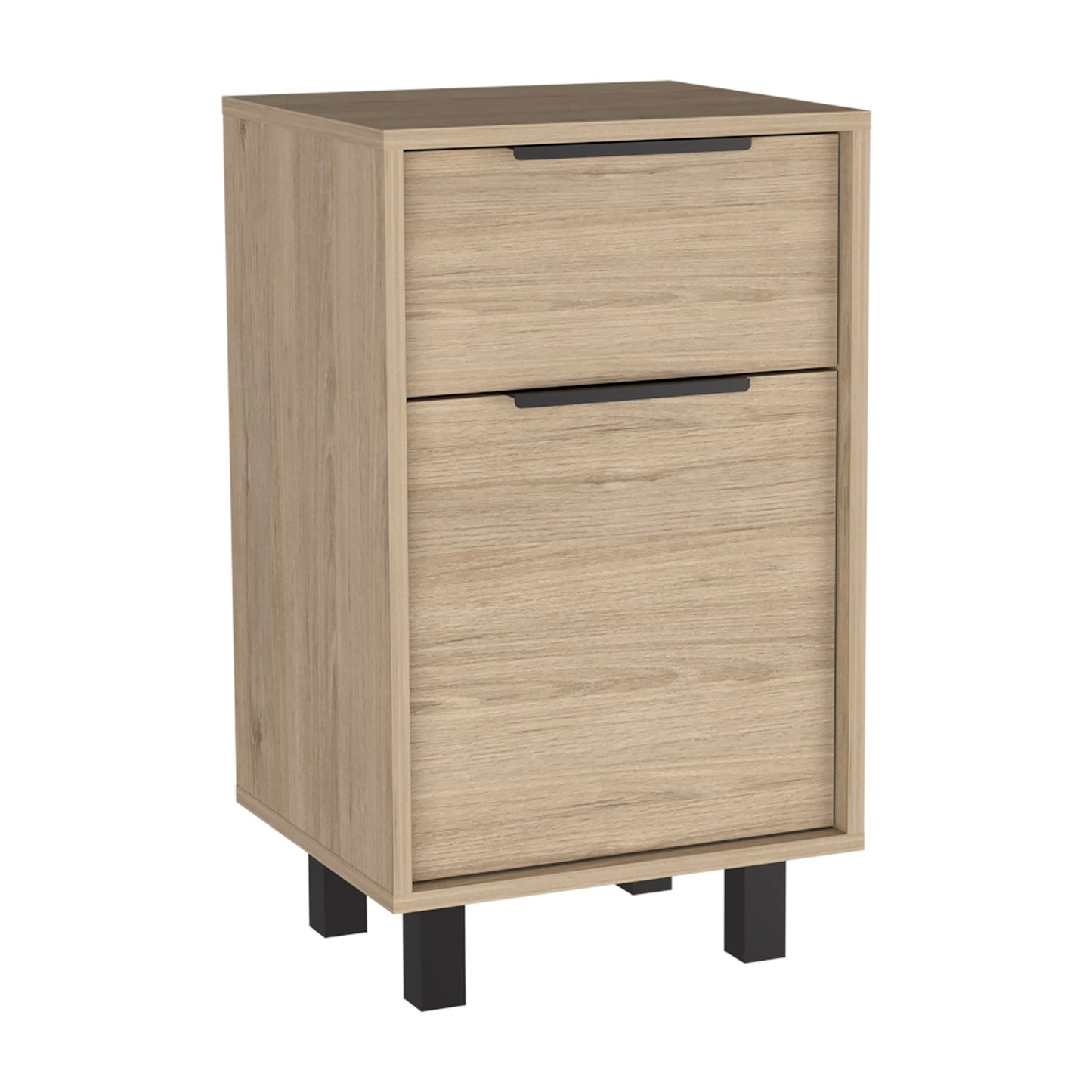 Velador Con Un Cajon y Una Puerta, FM Furniture, Café Claro