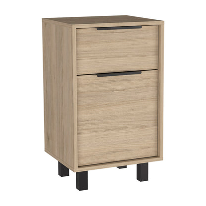 Velador Con Un Cajon y Una Puerta, FM Furniture, Café Claro
