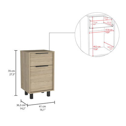 Velador Con Un Cajon y Una Puerta, FM Furniture, Café Claro