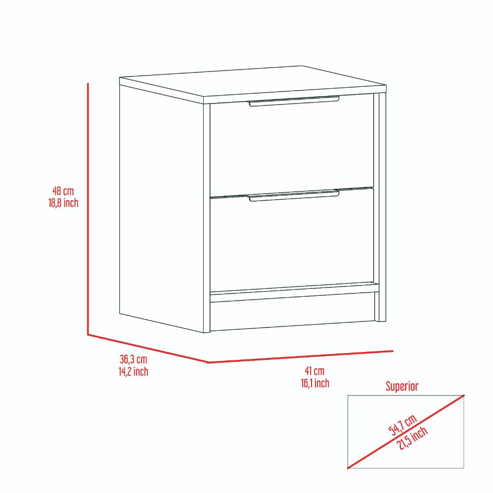 Velador Dos Cajones, FM Furniture 001N, Negro