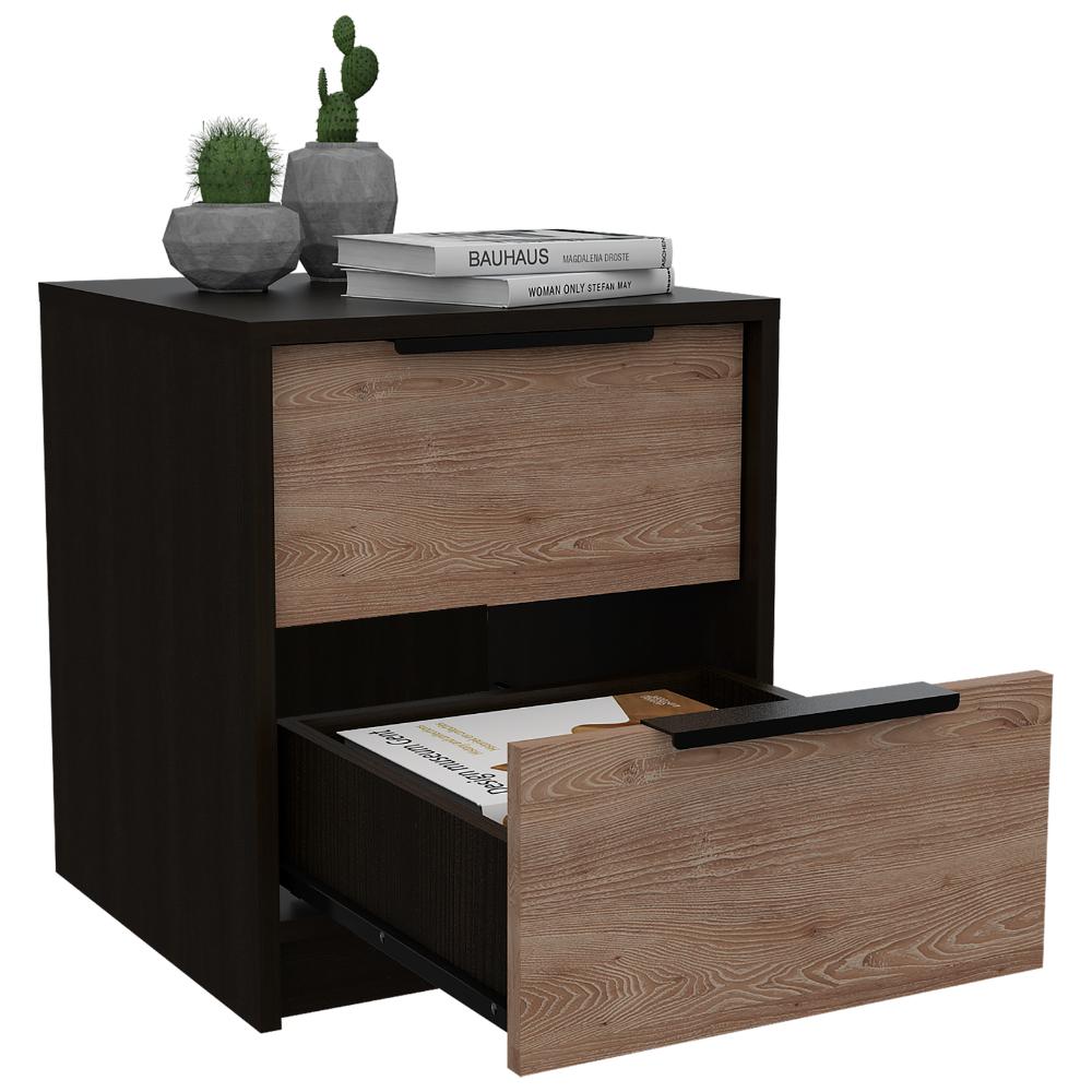 Velador Dos Cajones, FM Furniture 001N, Negro