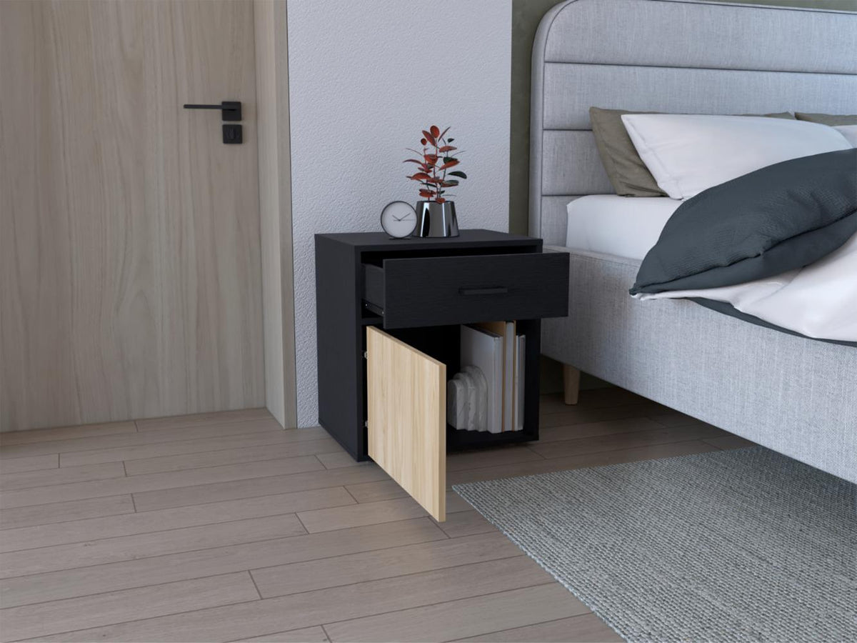 Mesa de Noche Grays, Wengue y Fresno Europeo, con una puerta y cajón (vista 2)