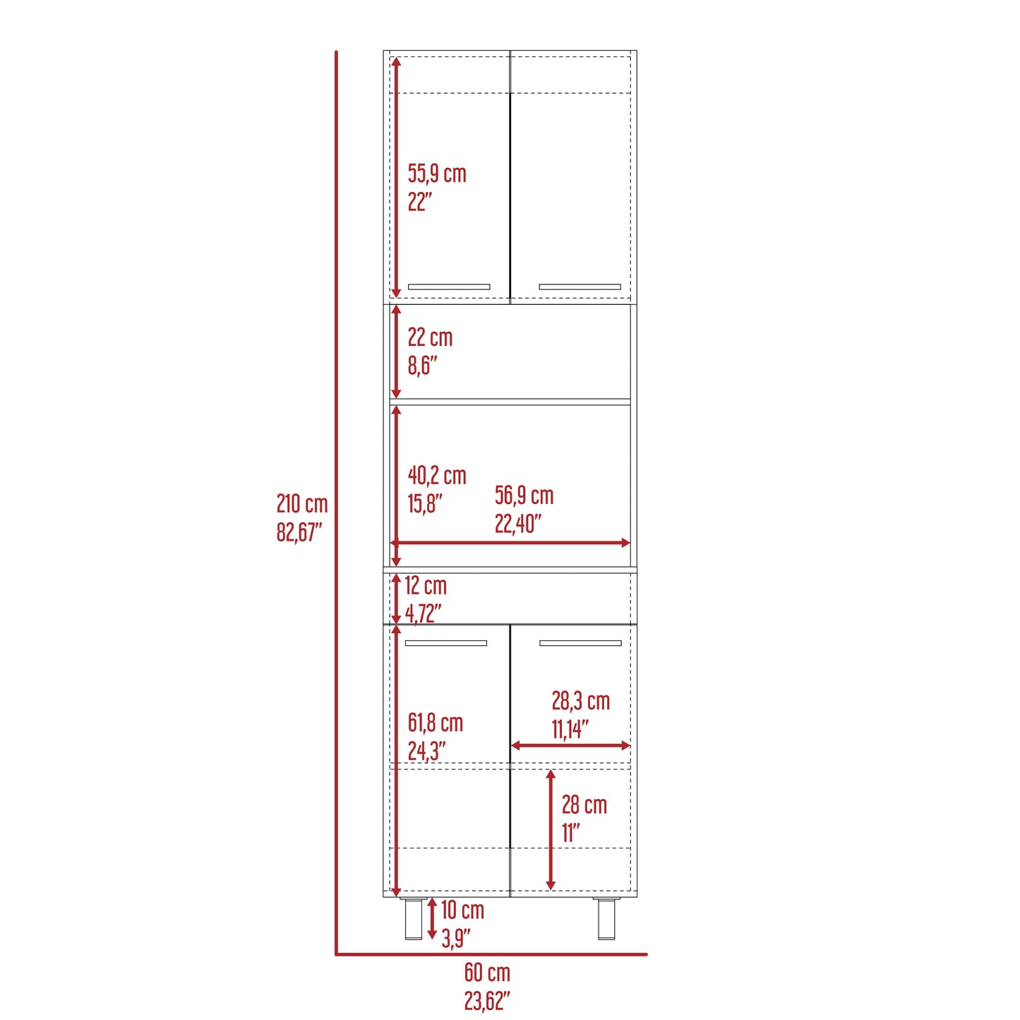 Mueble De Cocina Para Microondas Luna, Wengue Y Fresno