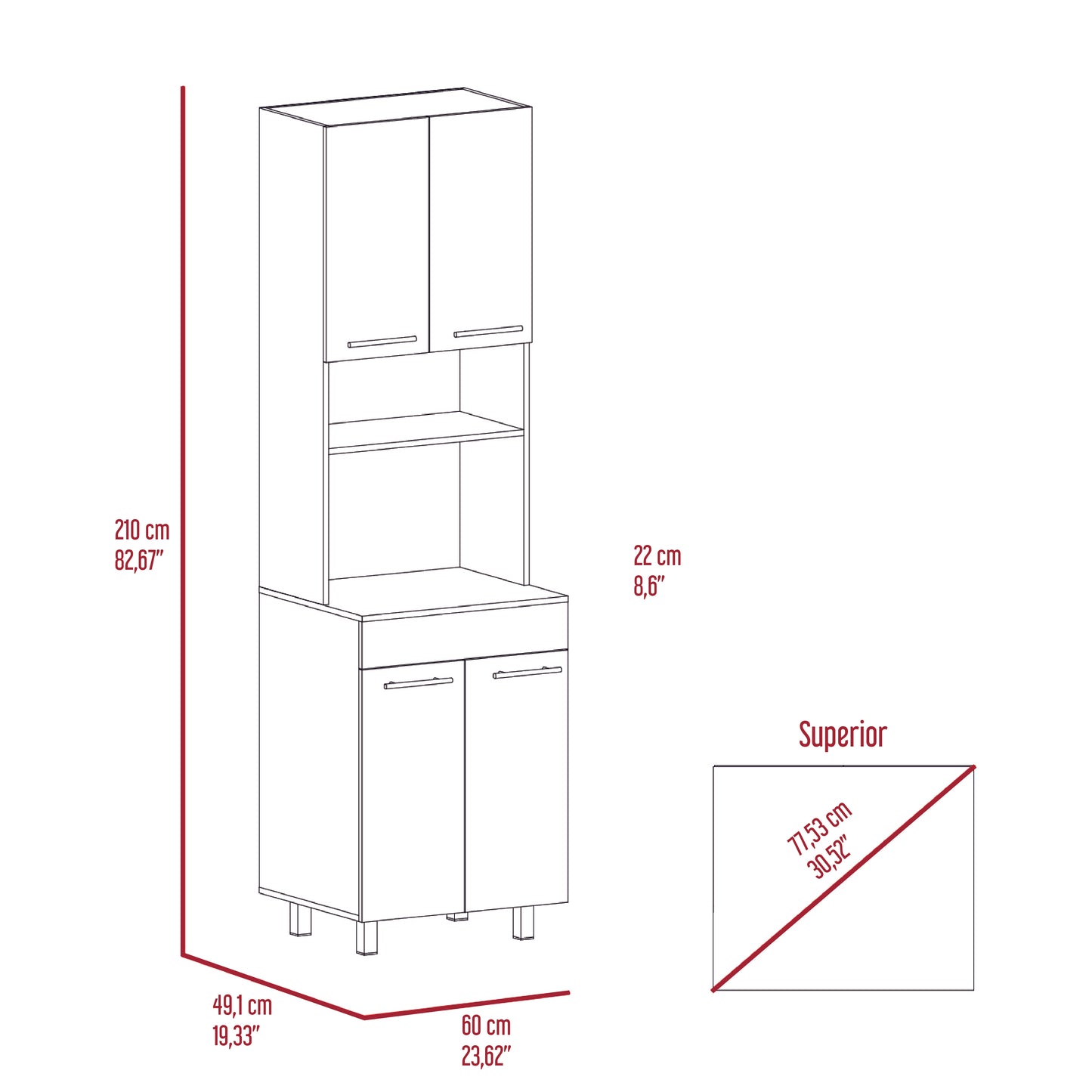 Mueble De Cocina Para Microondas Luna, Wengue Y Fresno