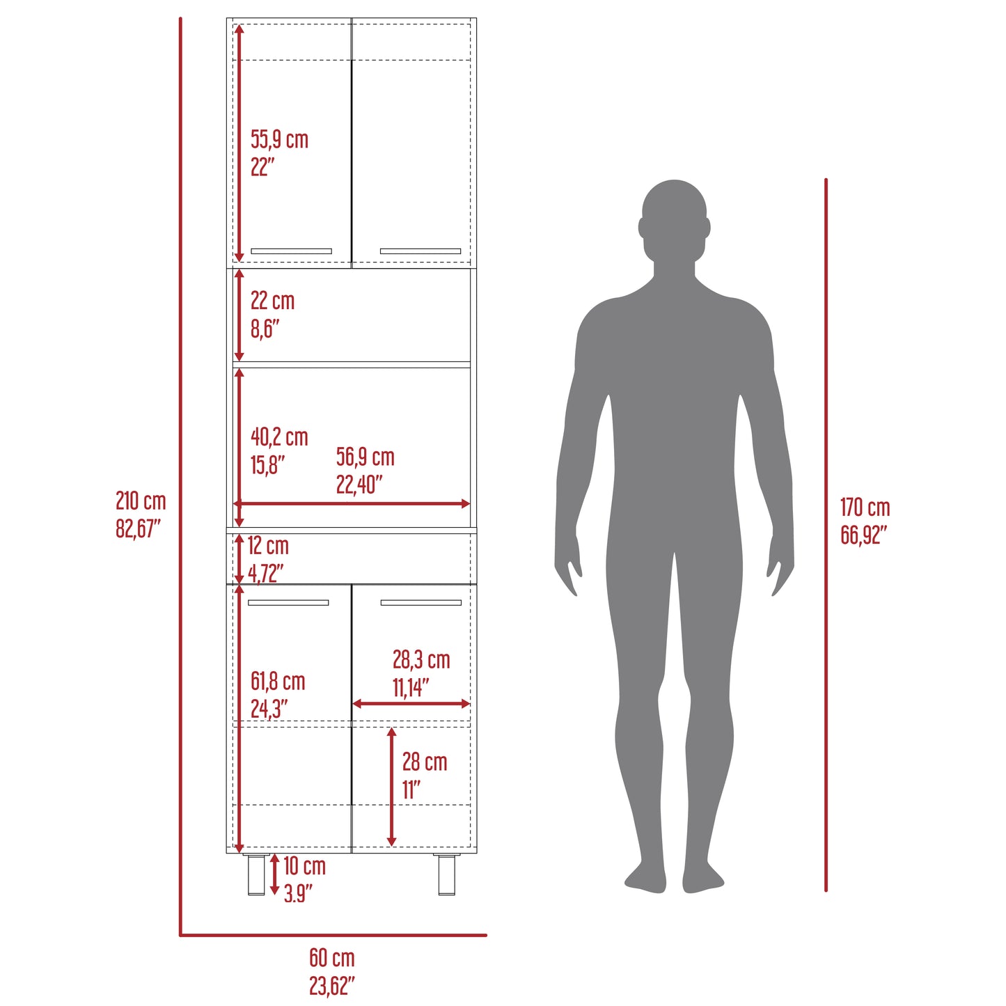Mueble De Cocina Para Microondas Luna, Wengue Y Fresno