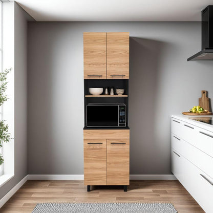 Mueble De Cocina Para Microondas Luna, Wengue Y Fresno