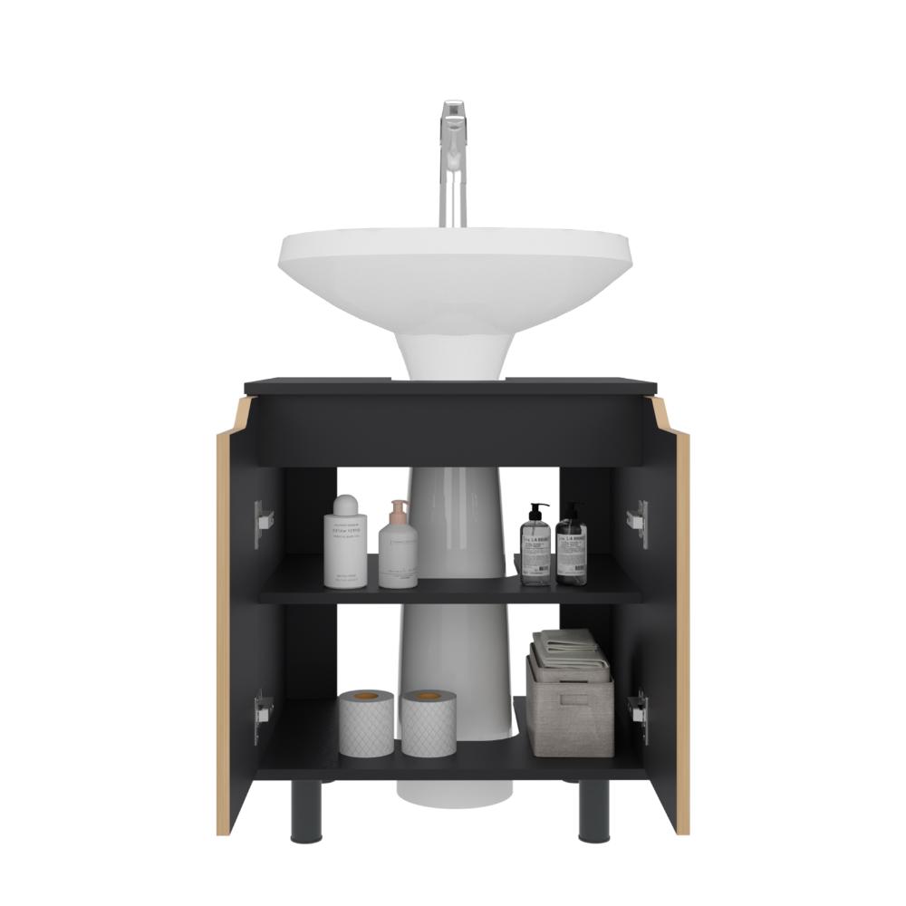 Mueble Para Lavamanos Marlo Dos Puertas, Wengue Y Fresno