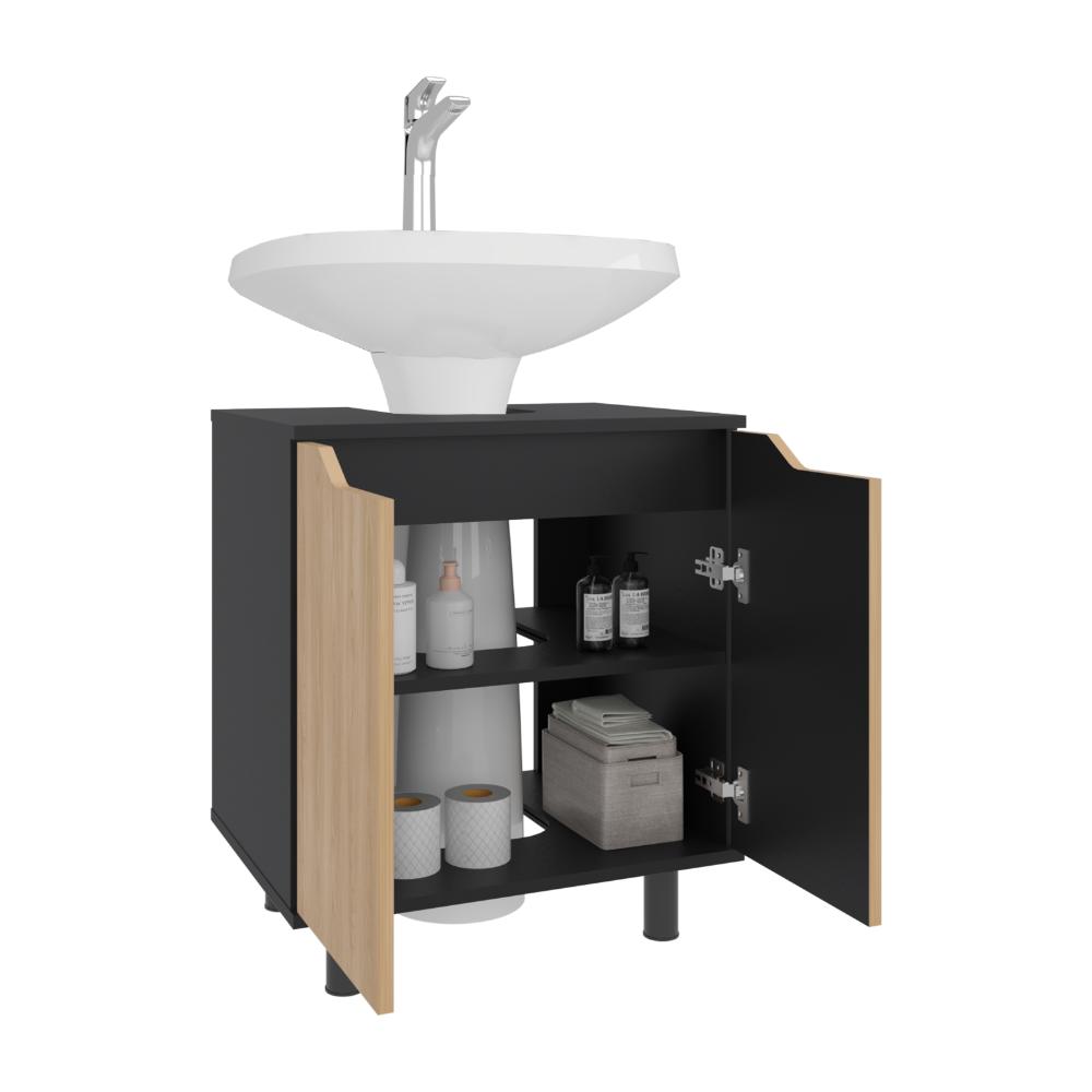 Mueble Para Lavamanos Marlo Dos Puertas, Wengue Y Fresno