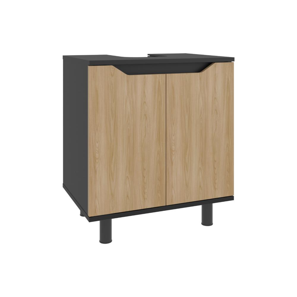 Mueble Para Lavamanos Marlo Dos Puertas, Wengue Y Fresno