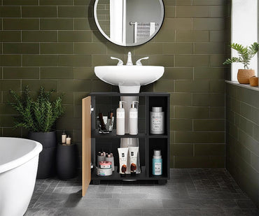 Mueble Para Lavamanos Pascuale Una Puerta, Wengue Y Fresno