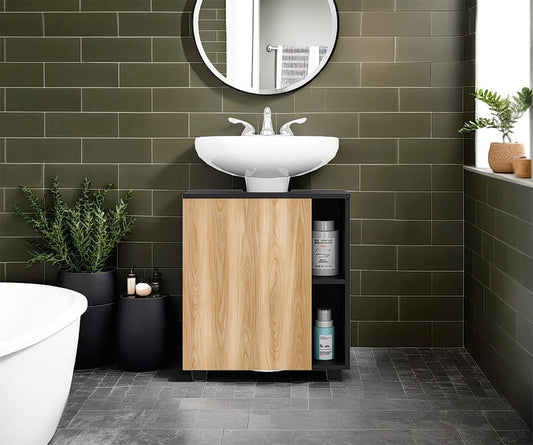 Mueble Para Lavamanos Pascuale Una Puerta, Wengue Y Fresno