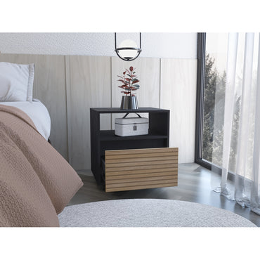 Velador Cruella, Wengue y Miel, con espacio para colorcar objetos decorativos