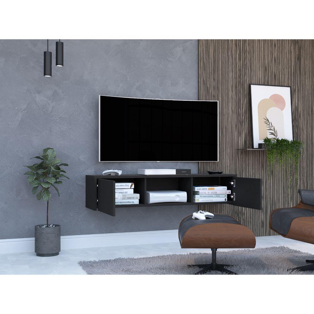 Panel Tv Gleid 49" Negro, Con Dos Puertas Abatibles