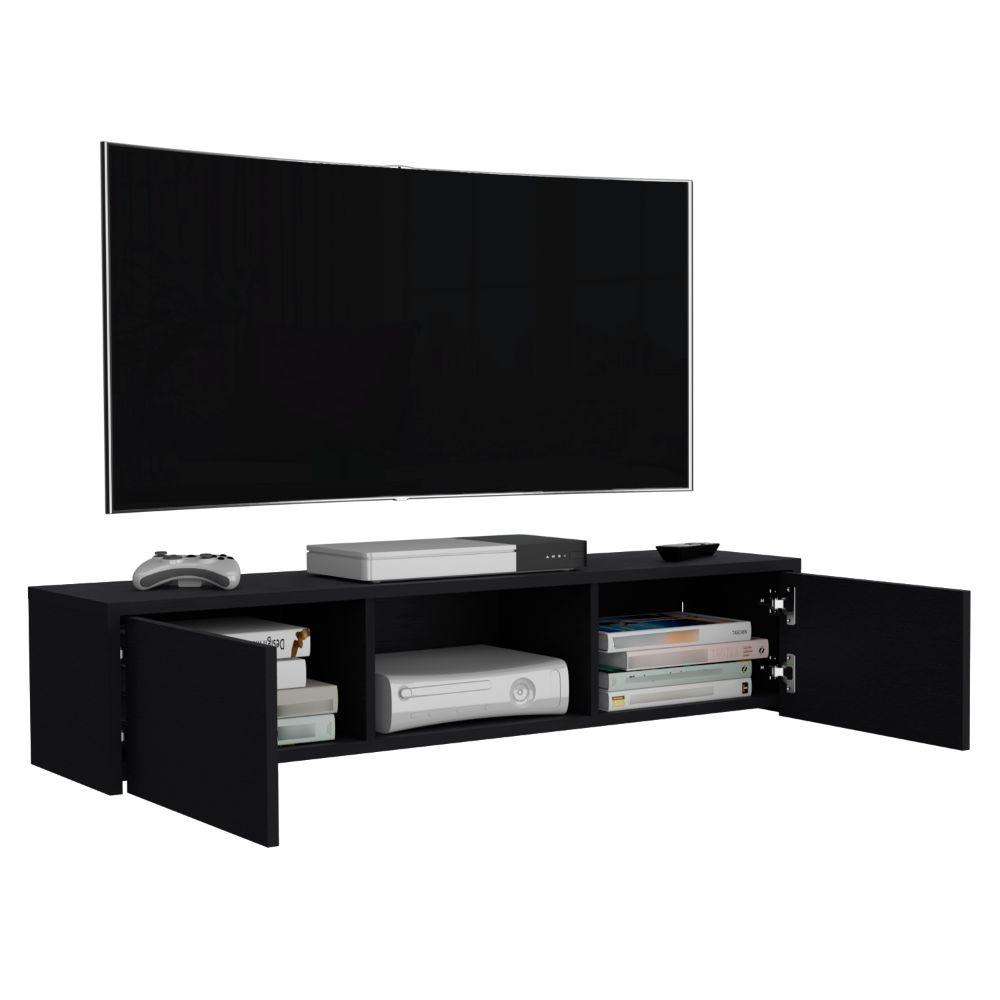 Panel Tv Gleid 49" Negro, Con Dos Puertas Abatibles