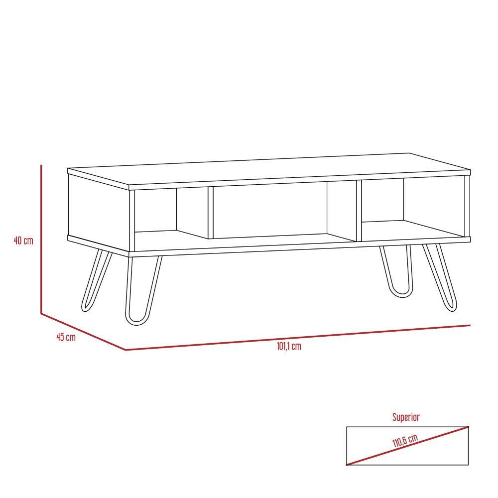 Mesa De Centro Lara Café Claro, Con Amplio Espacio Y Patas De Acero