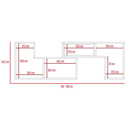 Rack Tv Ascher 40" Extensible Blanco, Con Entrepaños