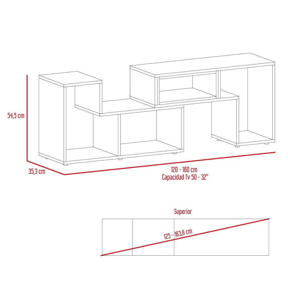 Rack Tv Ascher 40" Extensible Blanco, Con Entrepaños