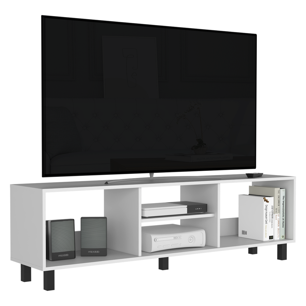 Rack Tv Tunez 70" Multiusos Blanco, Con Entrepaños