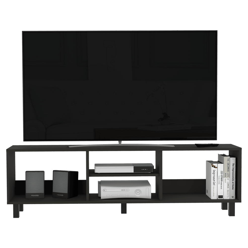 Rack Tunez Tv 70" Multiusos Negro, Con Entrepaños