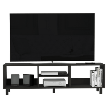 Rack Tunez Tv 70" Multiusos Negro, Con Entrepaños