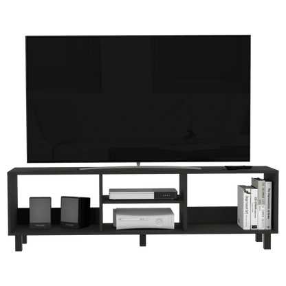 Rack Tunez Tv 70" Multiusos Negro, Con Entrepaños