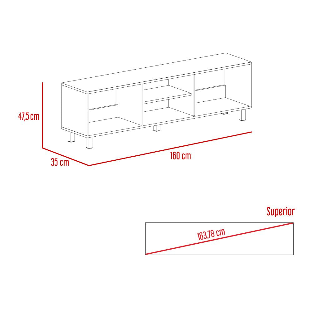 Rack Tv Tunez 70" Multiusos Blanco, Con Entrepaños