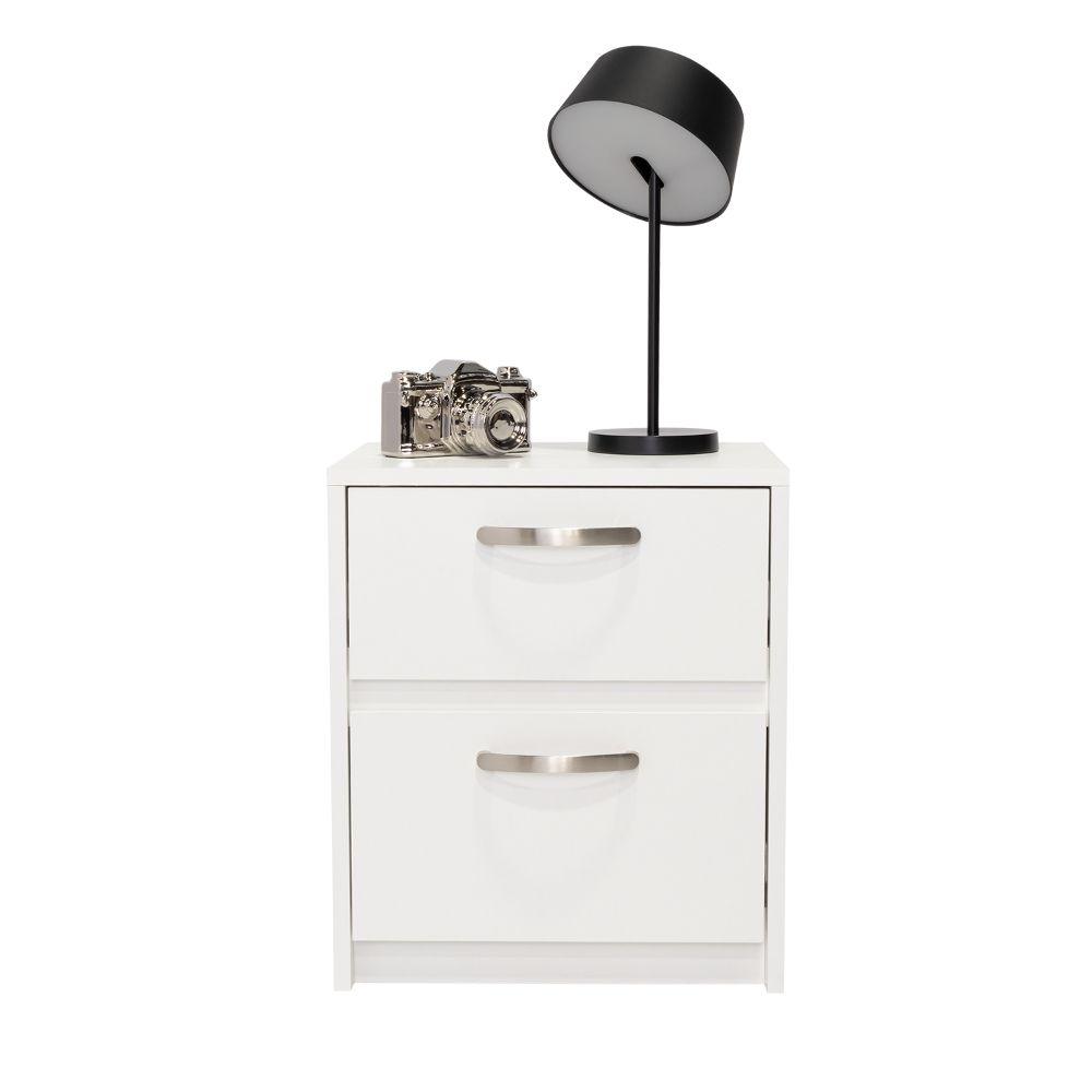 Velador Argento, Blanco, con Dos Cajones Deslizables