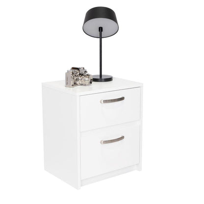 Velador Argento, Blanco, con Dos Cajones Deslizables