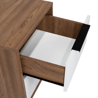 Velador Kaia, Miel y Blanco, con Dos Cajones Organizadores