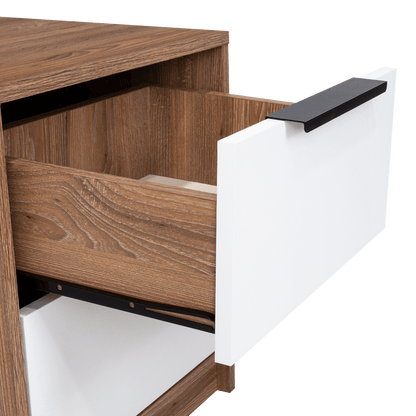 Velador Kaia, Miel y Blanco, con Dos Cajones Organizadores