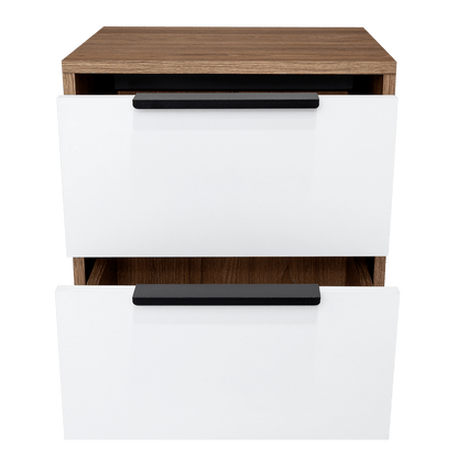 Velador Kaia, Miel y Blanco, con Dos Cajones Organizadores