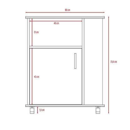 Mueble Microondas Bajo Kit, Café Claro y Blanco, con Rodachinas Plásticas y Amplio Espacio Para Almacenar
