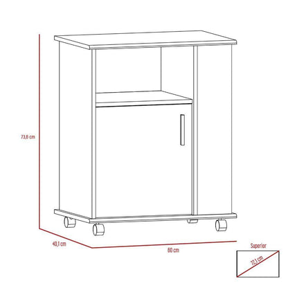 Mueble Microondas Bajo Kit, Café Claro y Blanco, con Rodachinas Plásticas y Amplio Espacio Para Almacenar