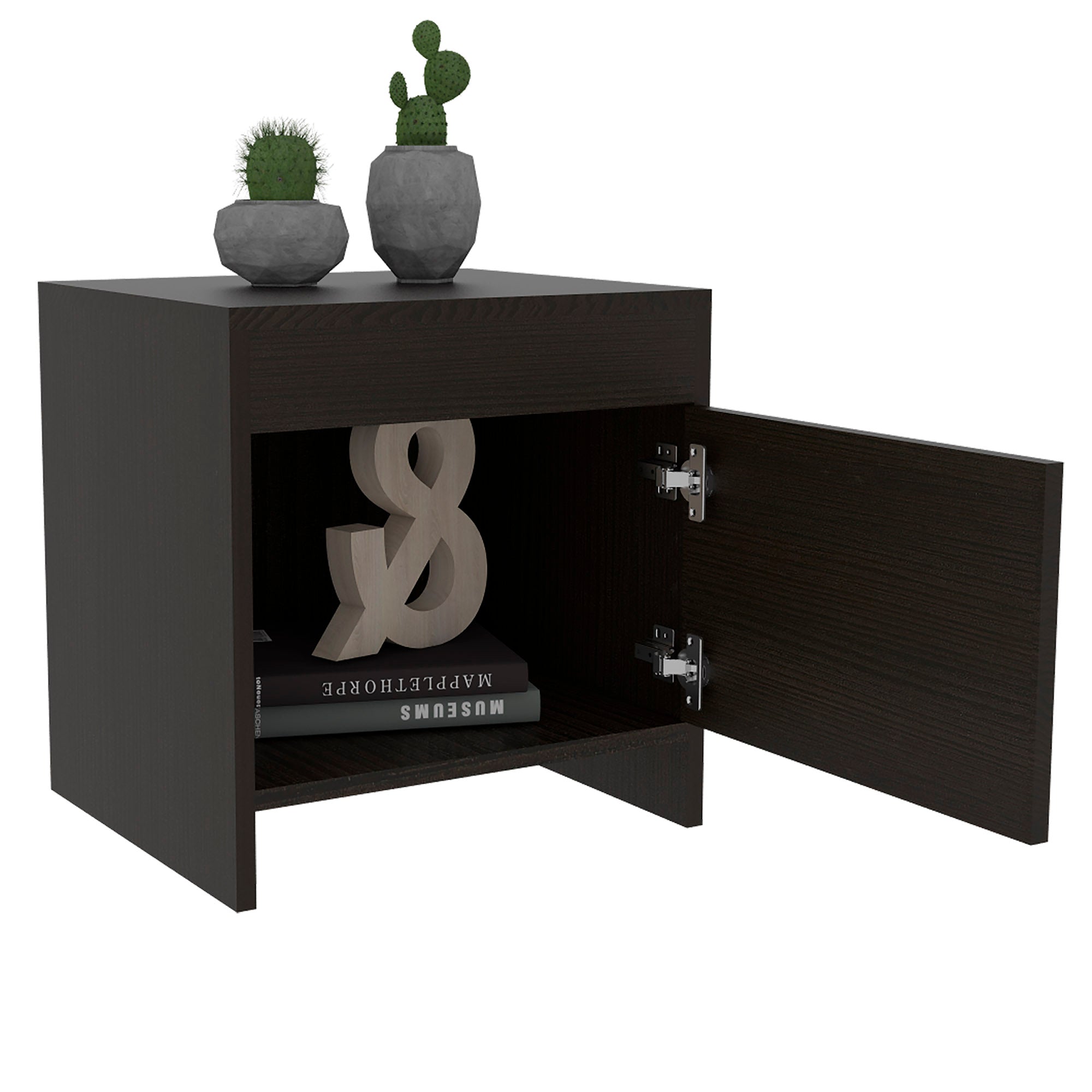 Mesa de Noche Colore Color Wengue Para Dormitorio