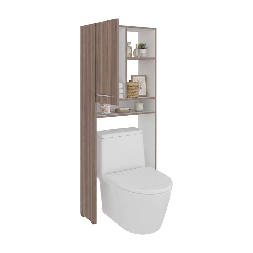 Optimizador Wc Bath 26 Con Una Puerta, Avellana y Blanco, Ideal para Ahorrar Espacio