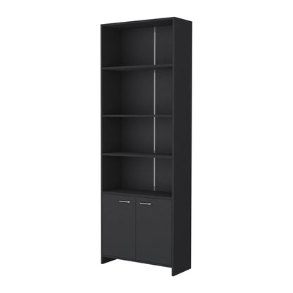 Biblioteca Con Dos Puertas  Y Cinco Repisas, FM Furniture, Negro